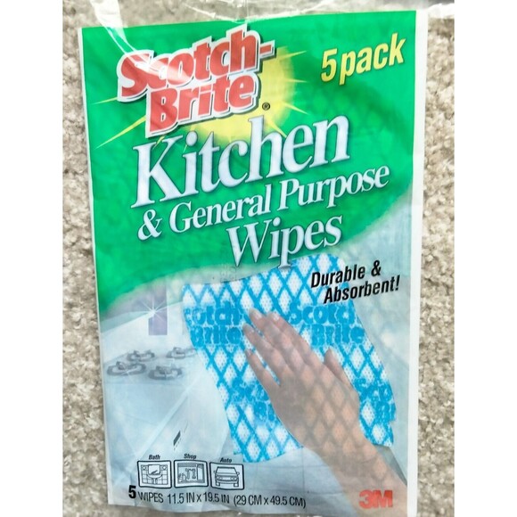 3M Scotch Brite Kitchen & General Purpose Wipes -Durable Absorbent  Lot of 4 - Picture 3 of 9